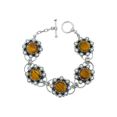 Sterling Silver Tiger Eye & Pearl Bracelet SSBR30