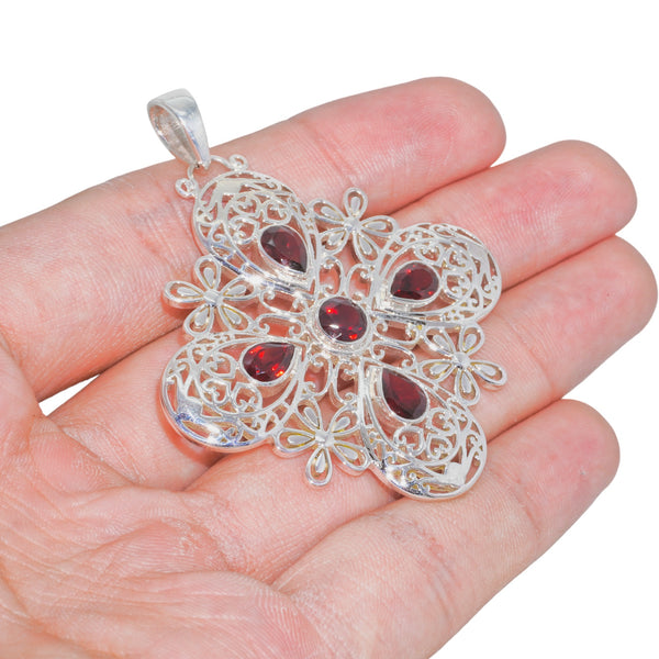 Sterling Silver Garnet Pendant SSP90