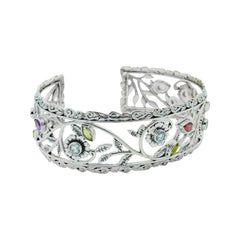 Sterling Silver Multi Gemstone Cuff Bracelet SSBR25