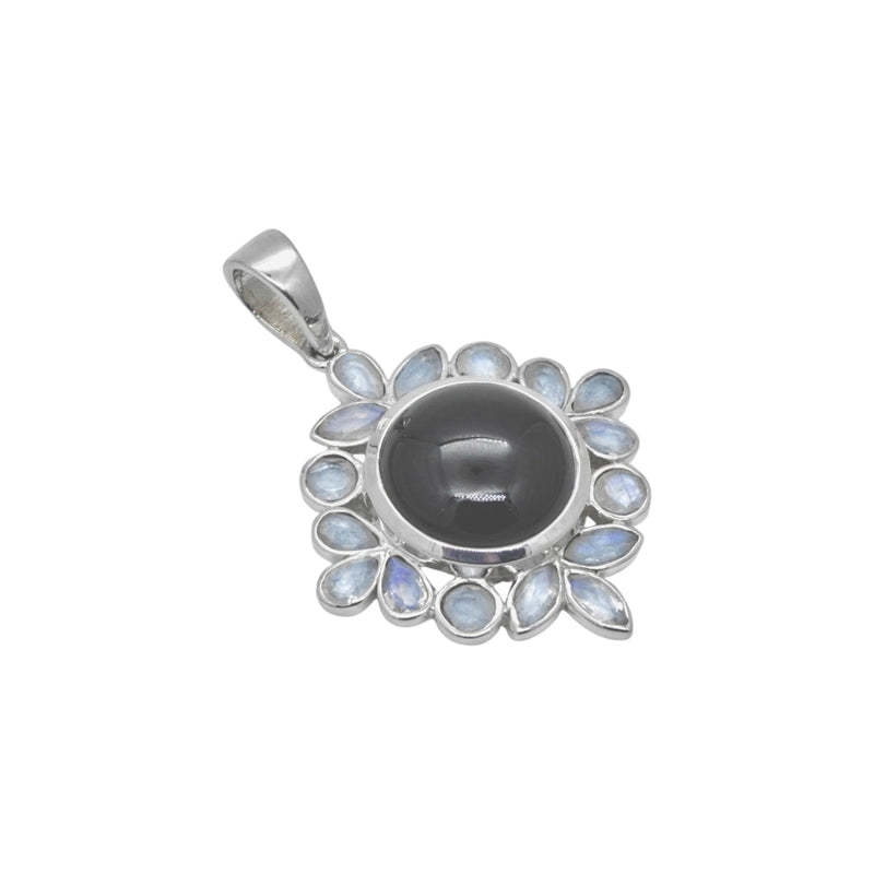 Sterling Silver Black Spinel & Moonstone Pendant SSP43