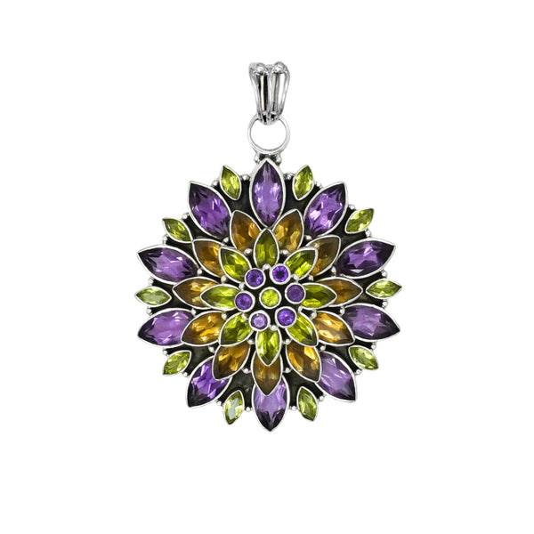 Sterling Silver Multi Gemstone Pendant SSP146