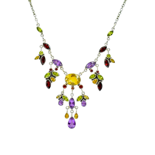 Sterling Silver Multi Gemstone Necklace SSN17