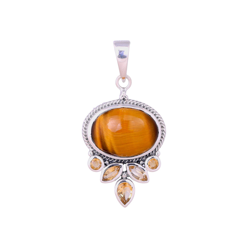 Sterling Silver Tiger Eye & Citrine Pendant SSP4