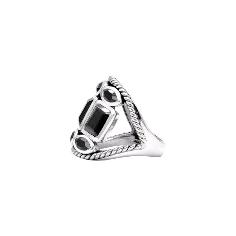 Sterling Silver Black Spinel Ring SSR284