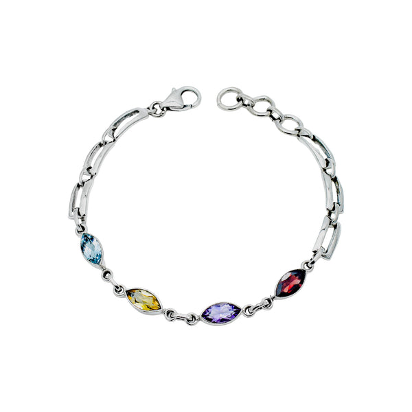 Sterling Silver Multi gemstone Bracelet SSBR21