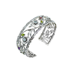 Sterling Silver Multi Gemstone Cuff Bracelet SSBR25