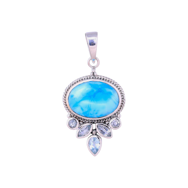 Sterling Silver Larimar & Blue Topaz Pendant SSP4