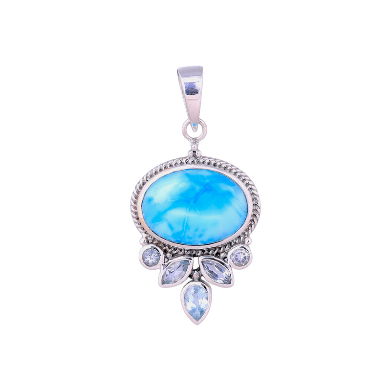 Sterling Silver Larimar & Blue Topaz Pendant SSP4