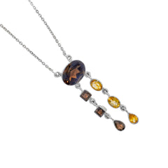 Sterling Silver Smoky Quartz & Citrine Necklace SSN18