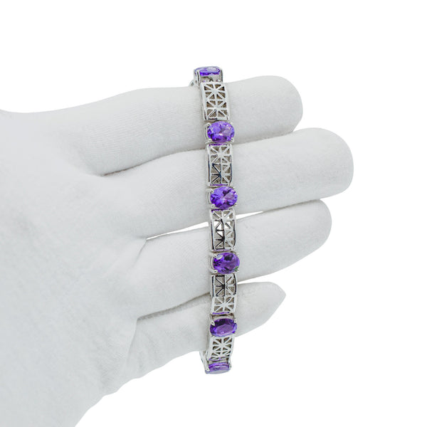 Sterling Silver Amethyst Bracelet SSBR37