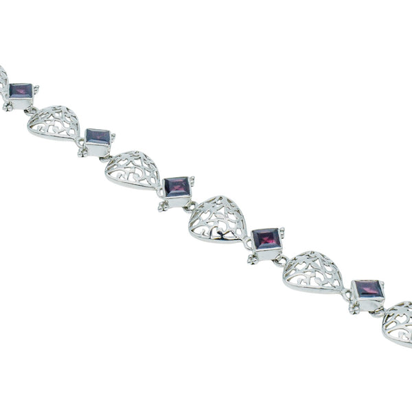 Sterling Silver Garnet Bracelet SSBR19