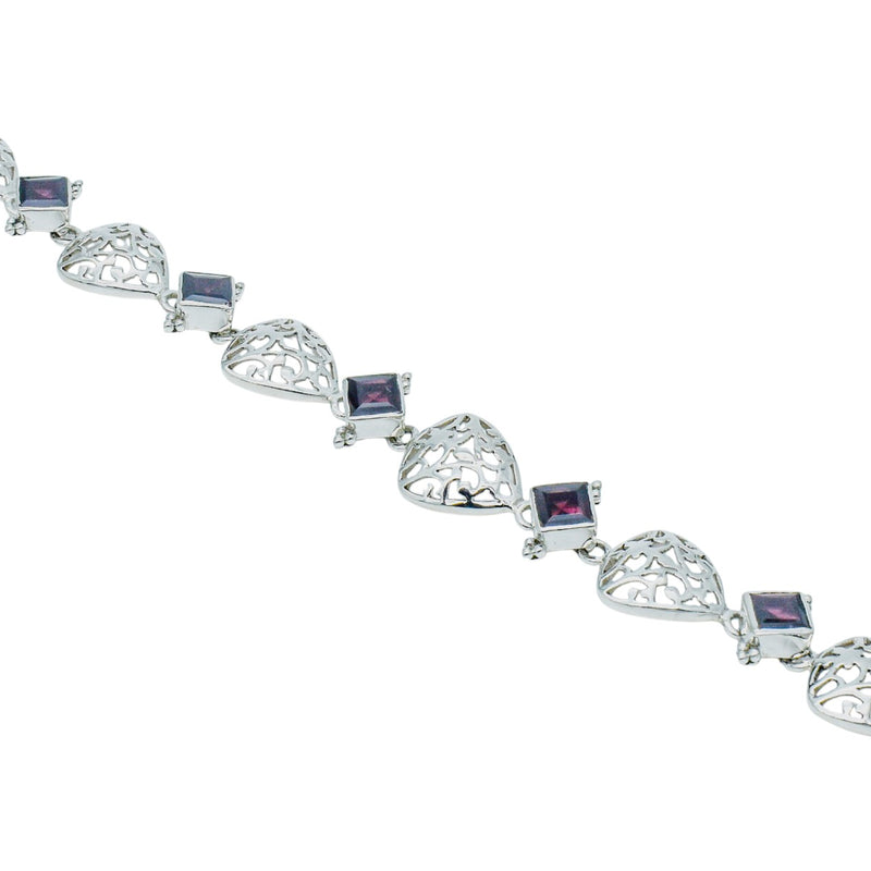 Sterling Silver Garnet Bracelet SSBR19