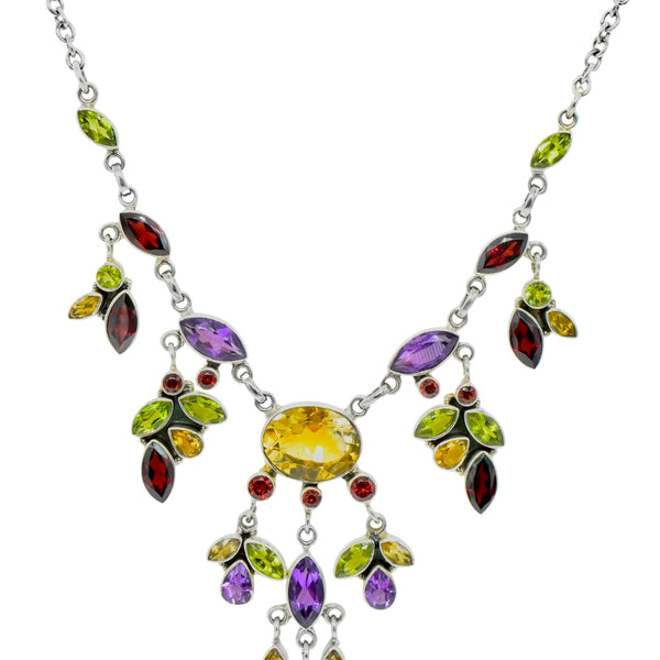 Sterling Silver Multi Gemstone Necklace SSN17