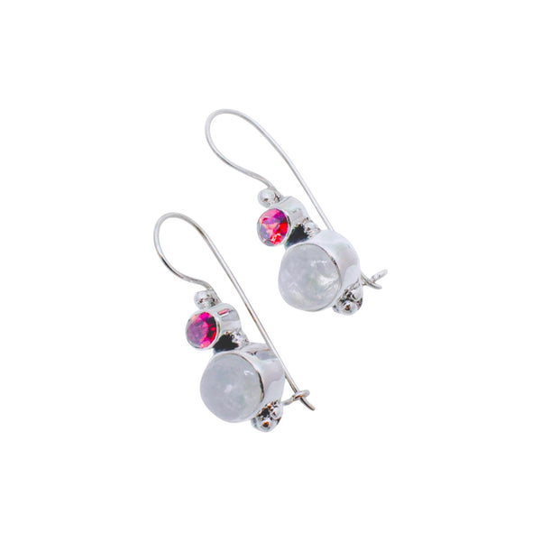 Sterling Silver Garnet & Moonstone Earrings SSER122