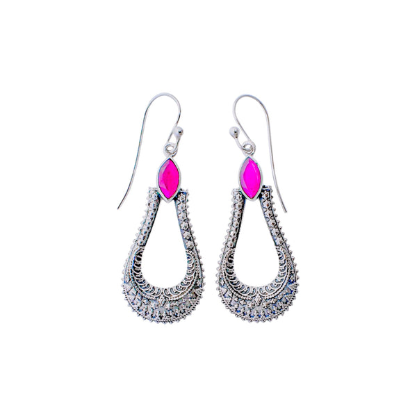 Sterling Silver Synthetic Ruby Earrings SSER147