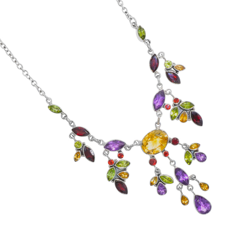Sterling Silver Multi Gemstone Necklace SSN17
