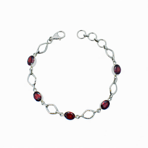 Sterling Silver Garnet Bracelet SSBR28
