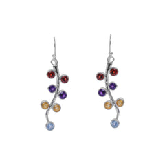 Sterling Silver Multi Gemstone Earrings SSER129