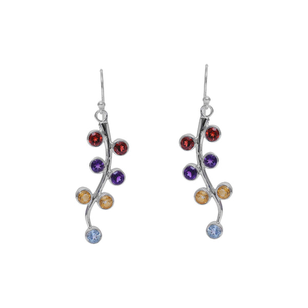 Sterling Silver Multi Gemstone Earrings SSER129