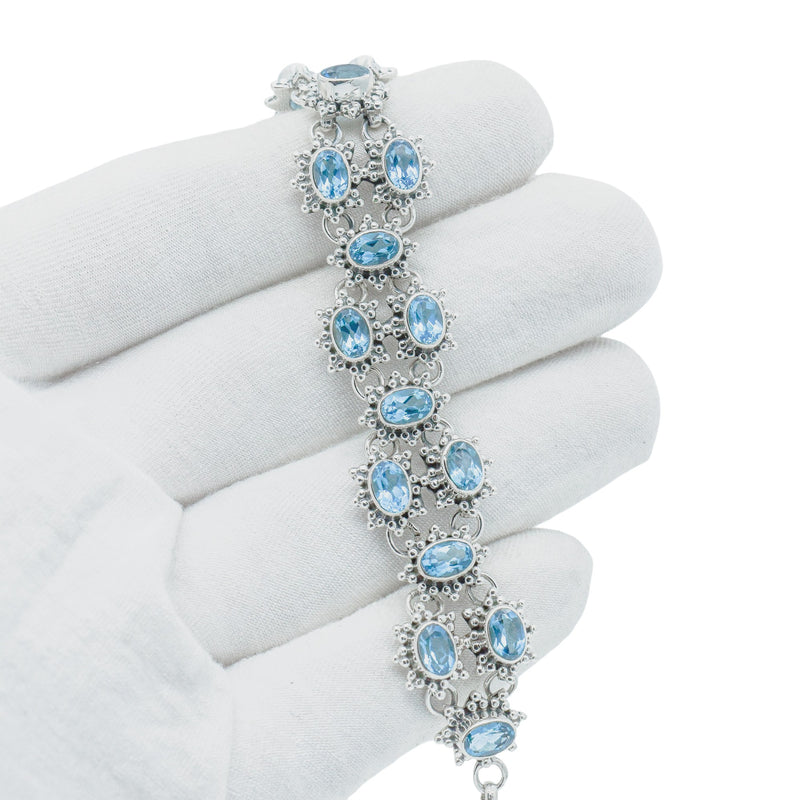 Sterling Silver Blue Topaz Bracelet SSBR41