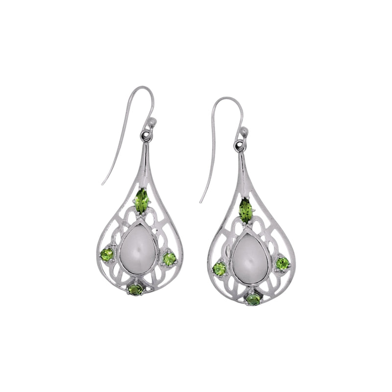 Sterling Silver Pearl & Peridot Earrings SSER39