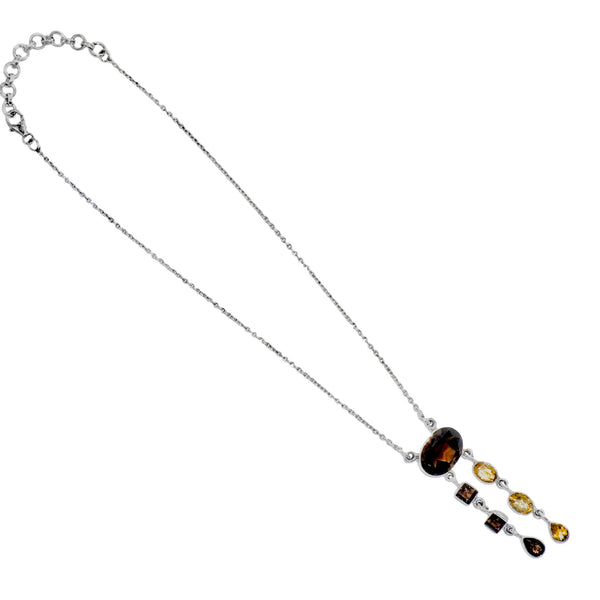 Sterling Silver Smoky Quartz & Citrine Necklace SSN18