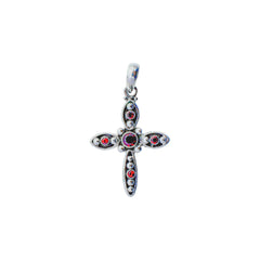 Sterling Silver Garnet Cross Pendant SSP137
