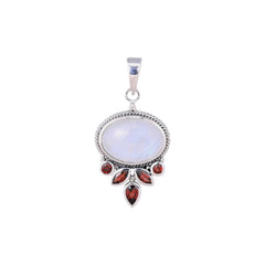 Sterling Silver Moonstone & Garnet Pendant SSP4