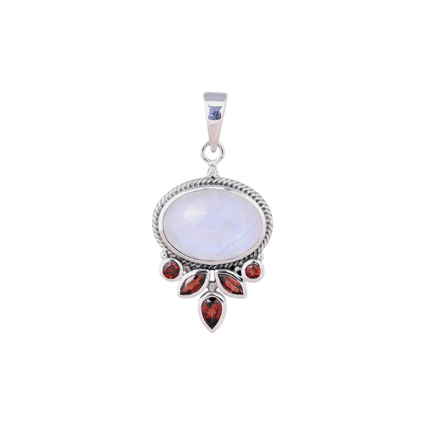 Sterling Silver Moonstone & Garnet Pendant SSP4