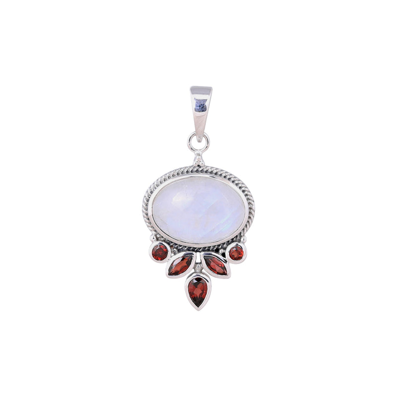Sterling Silver Moonstone & Garnet Pendant SSP4