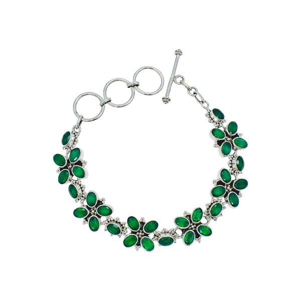 Sterling Silver Green Onyx Bracelet SSBR39