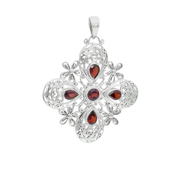 Sterling Silver Garnet Pendant SSP90