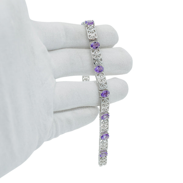 Sterling Silver Amethyst Bracelet SSBR58