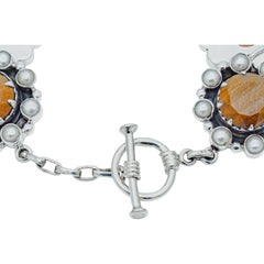 Sterling Silver Tiger Eye & Pearl Bracelet SSBR30