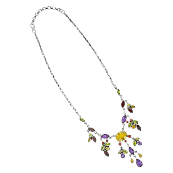 Sterling Silver Multi Gemstone Necklace SSN17