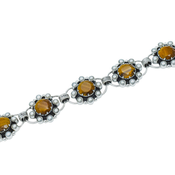 Sterling Silver Tiger Eye & Pearl Bracelet SSBR30
