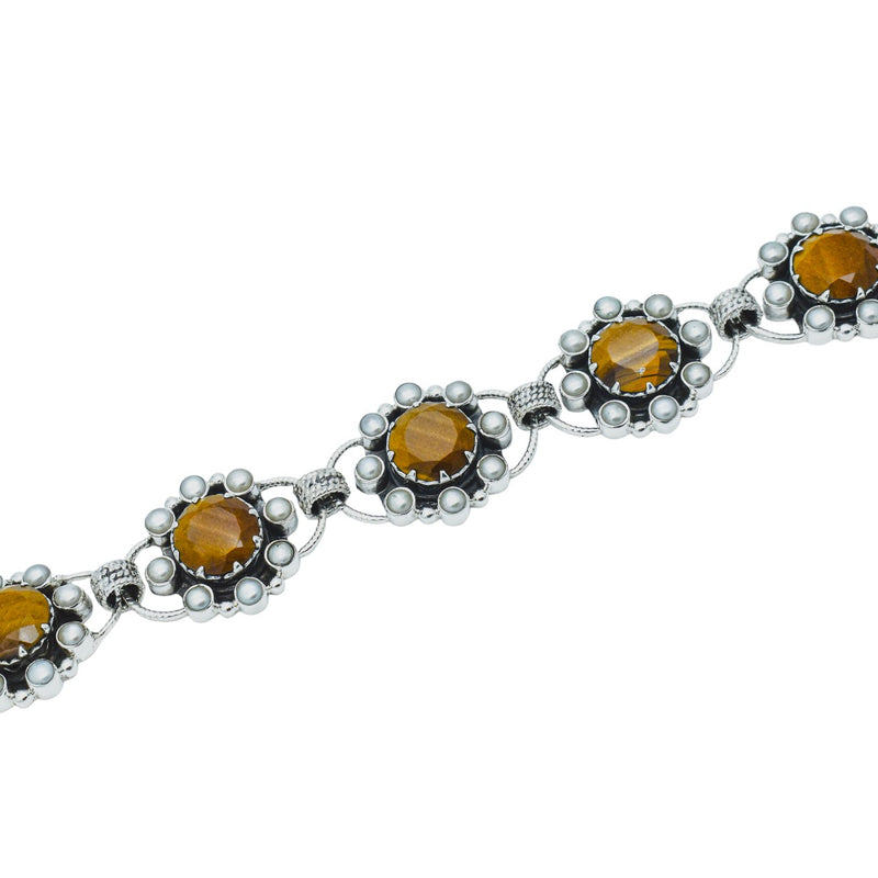 Sterling Silver Tiger Eye & Pearl Bracelet SSBR30