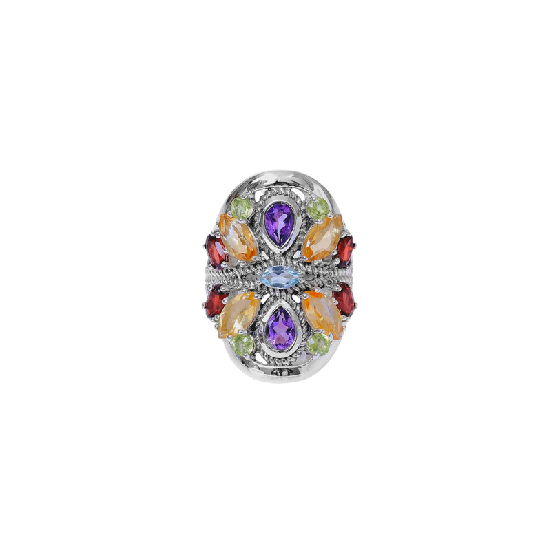 Sterling Silver Multi Gemstone Ring SSR332