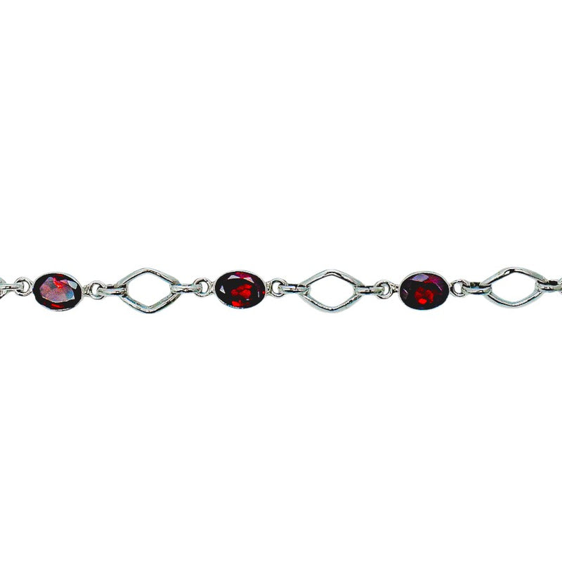 Sterling Silver Garnet Bracelet SSBR28
