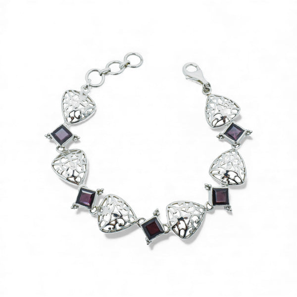 Sterling Silver Garnet Bracelet SSBR19