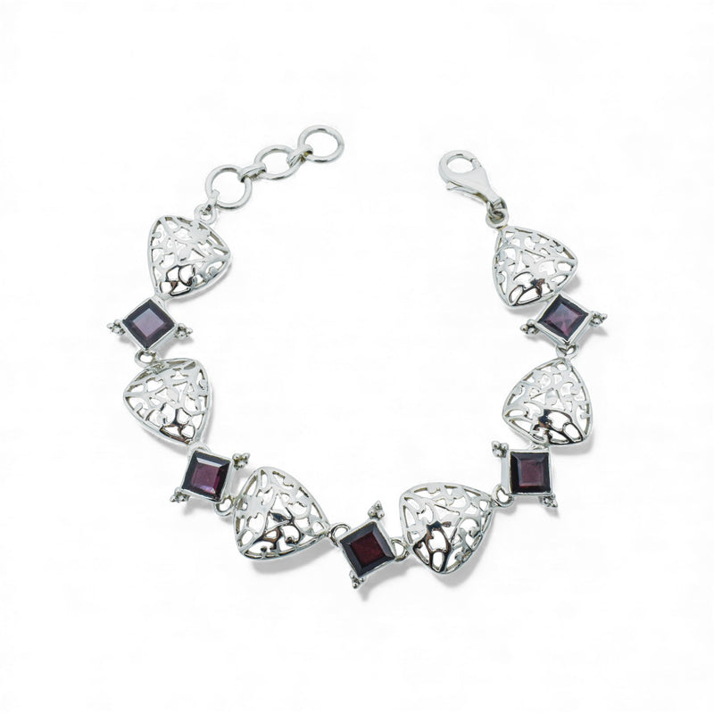 Sterling Silver Garnet Bracelet SSBR19