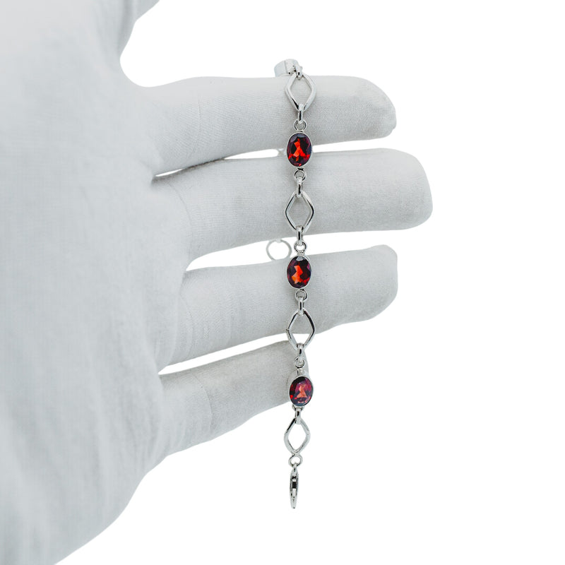 Sterling Silver Garnet Bracelet SSBR28