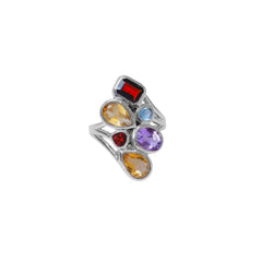 Sterling Silver Multi Gemstone Ring SSR91