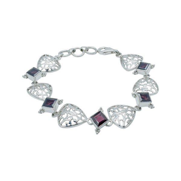 Sterling Silver Garnet Bracelet SSBR19