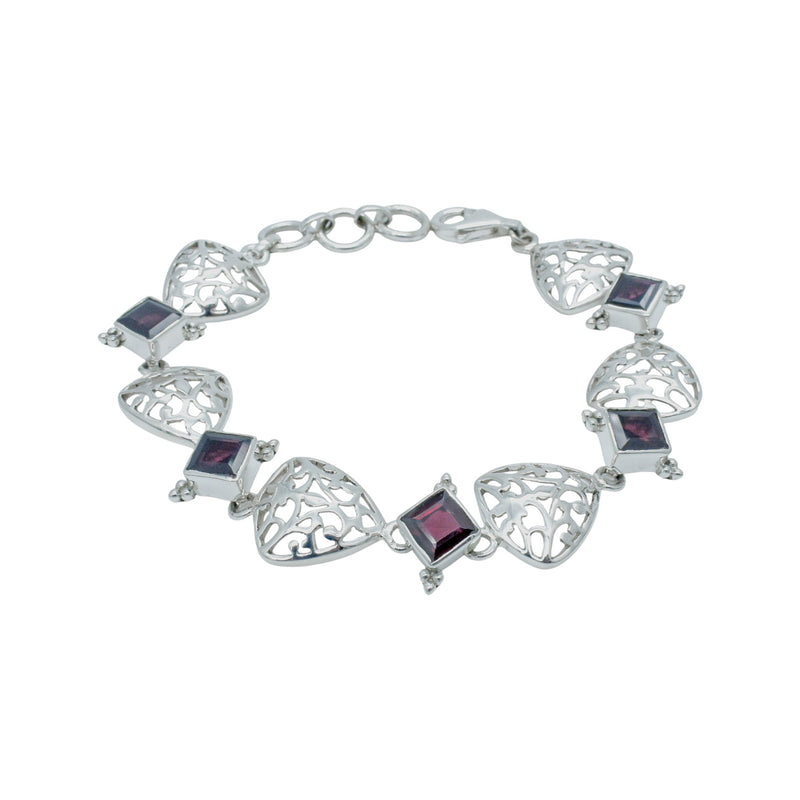 Sterling Silver Garnet Bracelet SSBR19