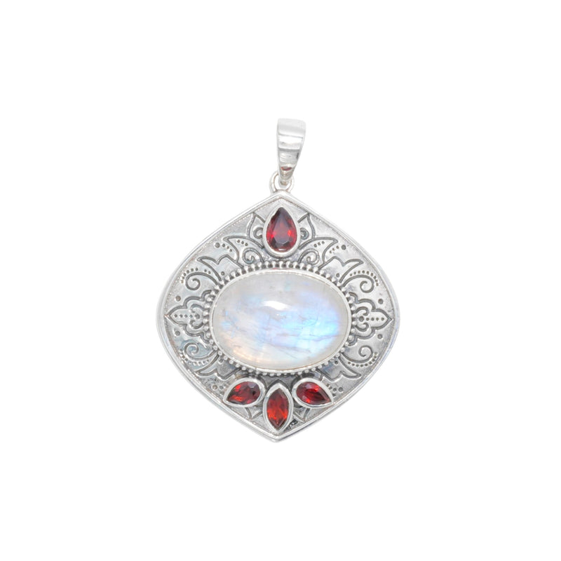 Sterling Silver Moonstone & Garnet Pendant SSP61