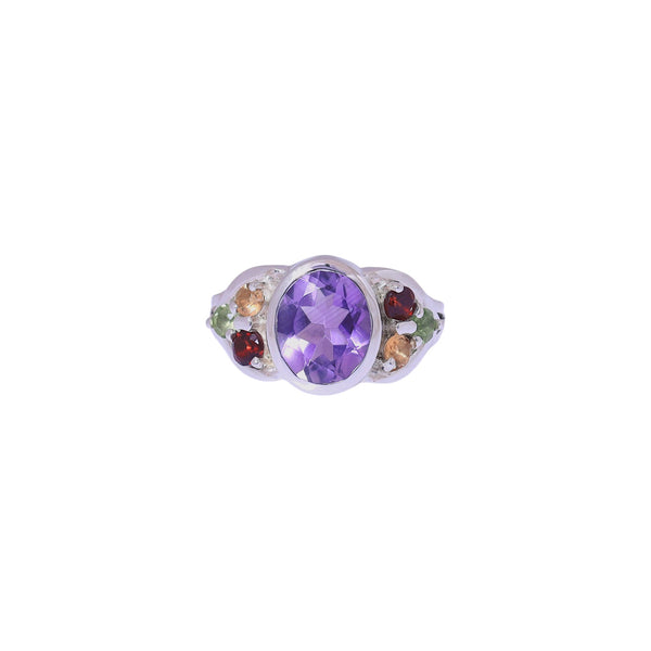 Sterling Silver Multi Gemstone Ring SSR420