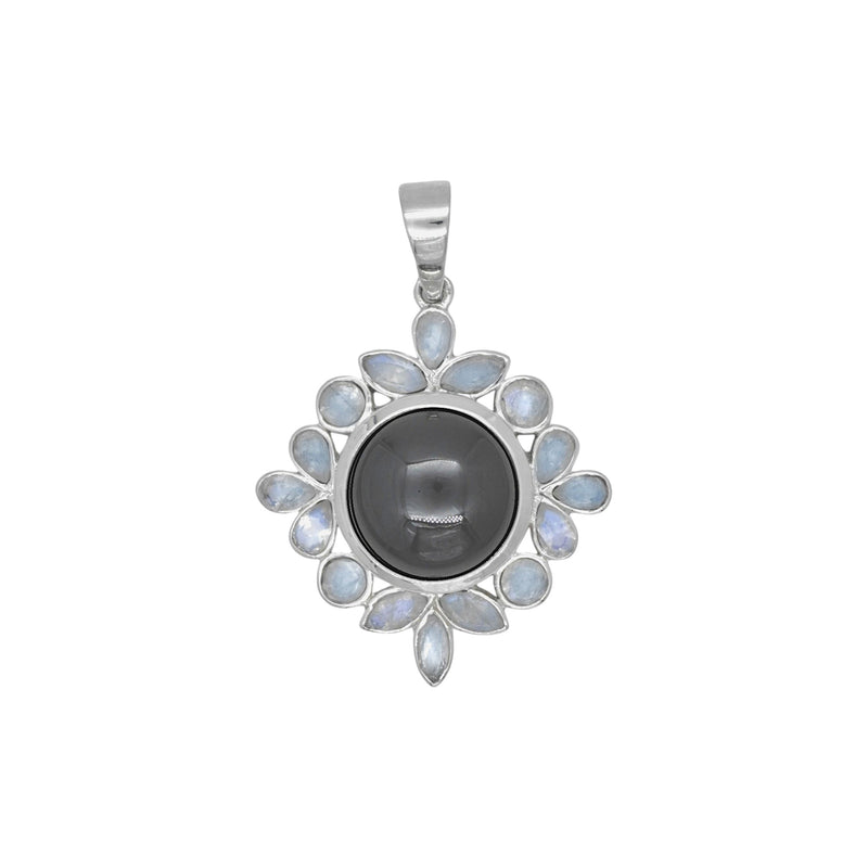 Sterling Silver Black Spinel & Moonstone Pendant SSP43