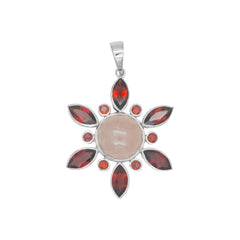 Sterling Silver Rose Quartz & Garnet Pendant SSP62