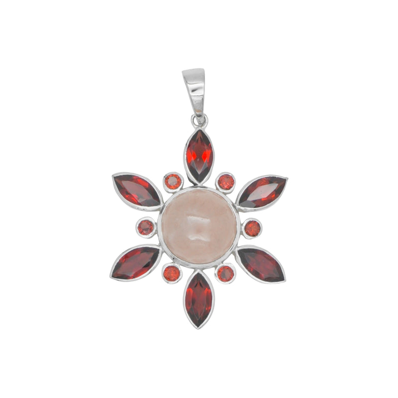 Sterling Silver Rose Quartz & Garnet Pendant SSP62